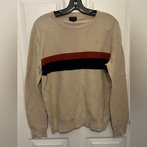 J. CREW Men’s Beige Striped Crewneck Sweater Size M
